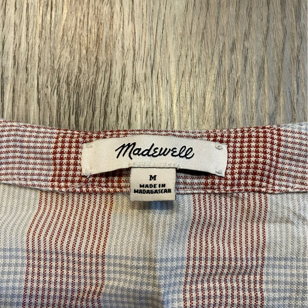 Madewell Medium Plaid Crop Top Red Women’s  Size M - Picture 5 of 5